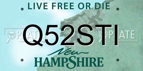 Q52STI New Hampshire License Plate