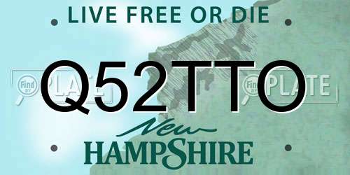 Q52TTO New Hampshire License Plate