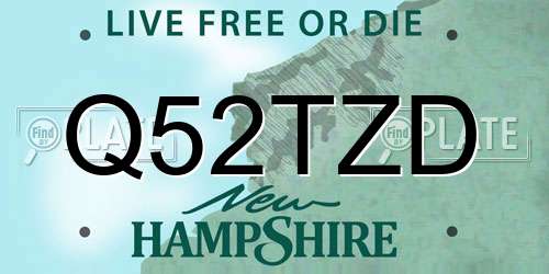 Q52TZD New Hampshire License Plate