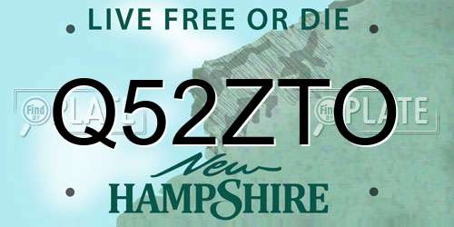 Q52ZTO New Hampshire License Plate