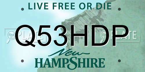 Q53HDP New Hampshire License Plate