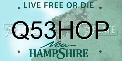 Q53HOP New Hampshire License Plate