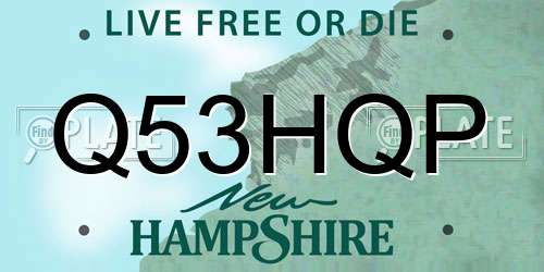 Q53HQP New Hampshire License Plate