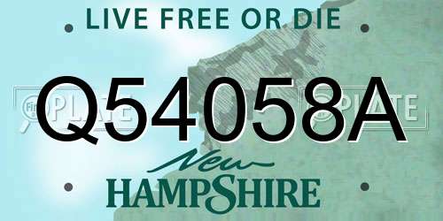 Q54058A New Hampshire License Plate
