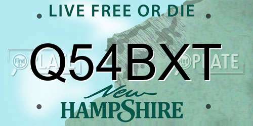 Q54BXT New Hampshire License Plate
