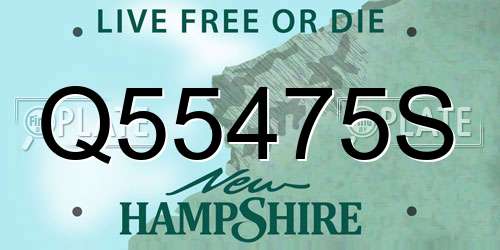 Q55475S New Hampshire License Plate