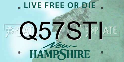 Q57STI New Hampshire License Plate