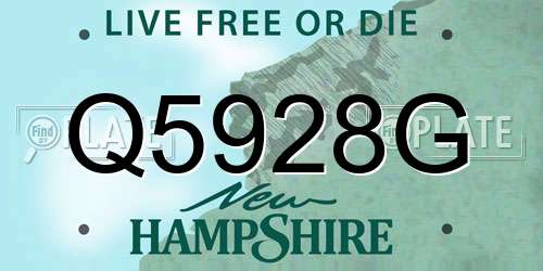 Q5928G New Hampshire License Plate