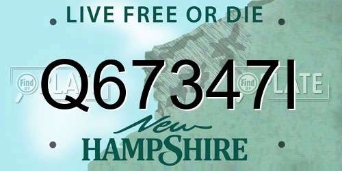 Q67347I New Hampshire License Plate