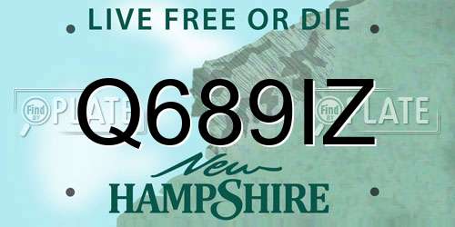 Q689IZ New Hampshire License Plate