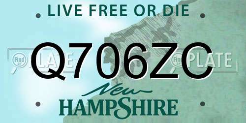 Q706ZC New Hampshire License Plate