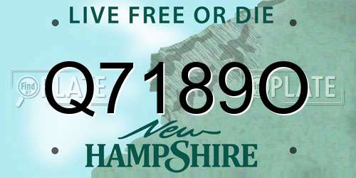 Q7189O New Hampshire License Plate