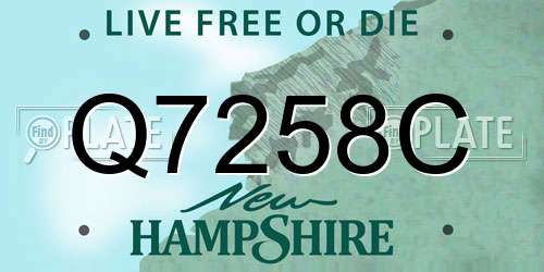 Q7258C New Hampshire License Plate