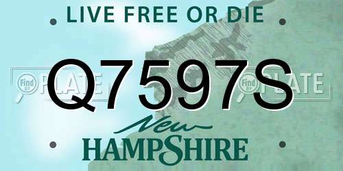 Q7597S New Hampshire License Plate