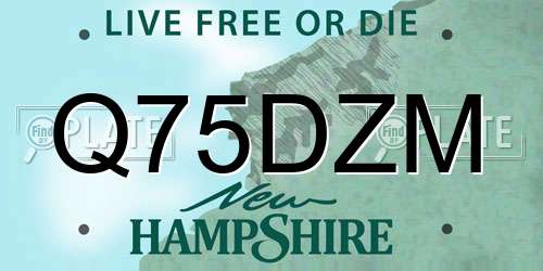 Q75DZM New Hampshire License Plate