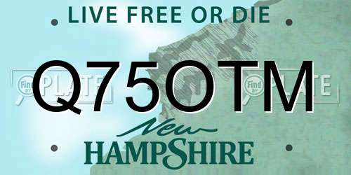 Q75OTM New Hampshire License Plate