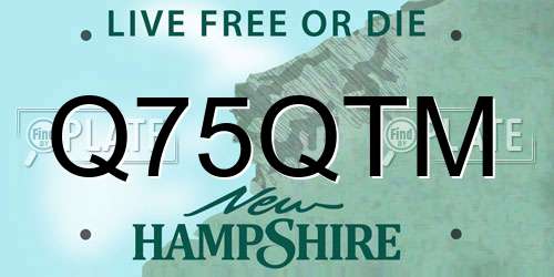 Q75QTM New Hampshire License Plate