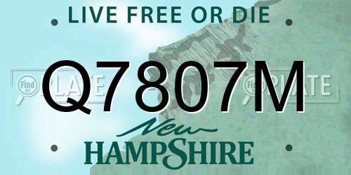 Q7807M New Hampshire License Plate