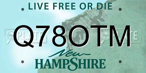 Q78OTM New Hampshire License Plate