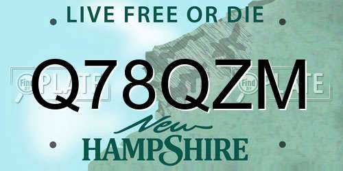 Q78QZM New Hampshire License Plate