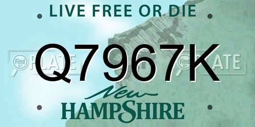 Q7967K New Hampshire License Plate