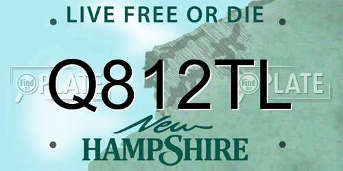 Q812TL New Hampshire License Plate