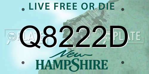Q8222D New Hampshire License Plate