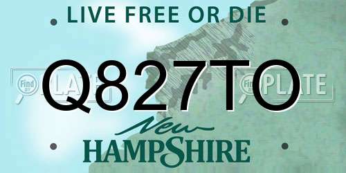 Q827TO New Hampshire License Plate