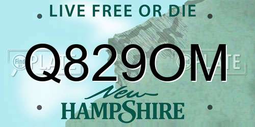 Q829OM New Hampshire License Plate