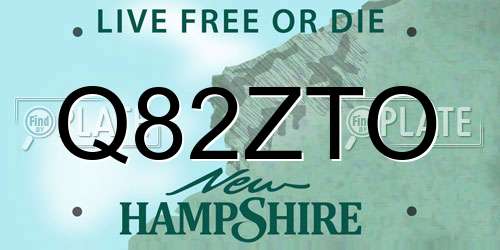 Q82ZTO New Hampshire License Plate