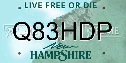 Q83HDP New Hampshire License Plate