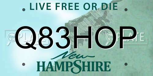 Q83HOP New Hampshire License Plate