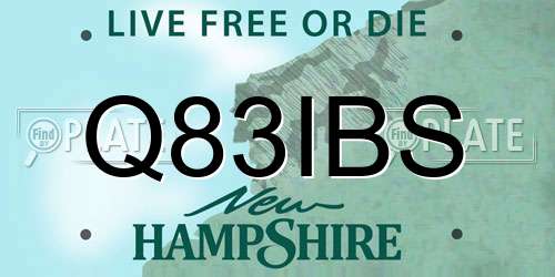 Q83IBS New Hampshire License Plate