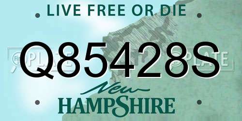 Q85428S New Hampshire License Plate