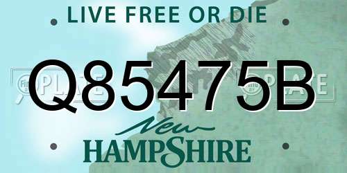 Q85475B New Hampshire License Plate