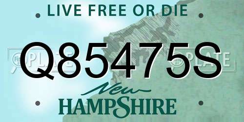 Q85475S New Hampshire License Plate