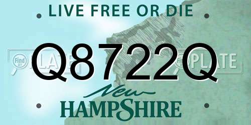 Q8722Q New Hampshire License Plate