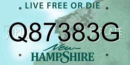 Q87383G New Hampshire License Plate