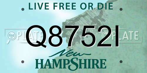 Q8752I New Hampshire License Plate