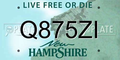 Q875ZI New Hampshire License Plate