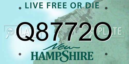 Q8772O New Hampshire License Plate