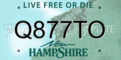 Q877TO New Hampshire License Plate