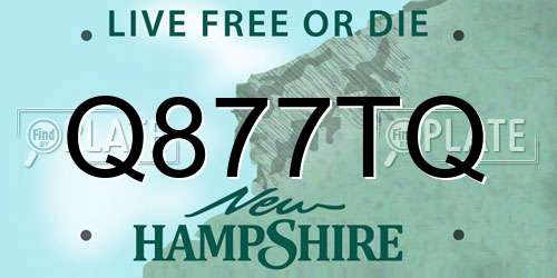 Q877TQ New Hampshire License Plate