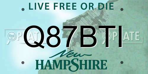 Q87BTI New Hampshire License Plate