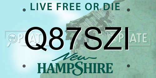 Q87SZI New Hampshire License Plate