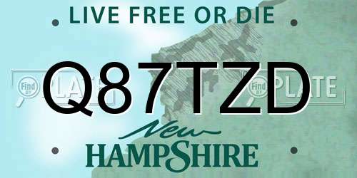 Q87TZD New Hampshire License Plate