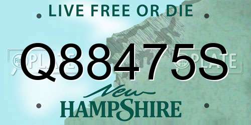Q88475S New Hampshire License Plate