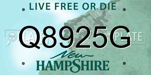 Q8925G New Hampshire License Plate