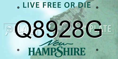 Q8928G New Hampshire License Plate