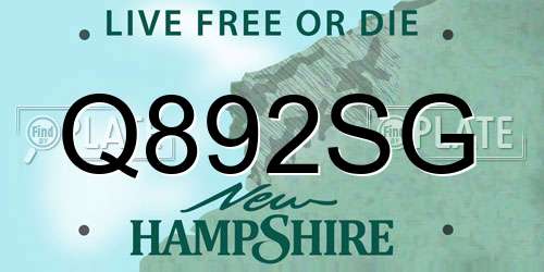 Q892SG New Hampshire License Plate